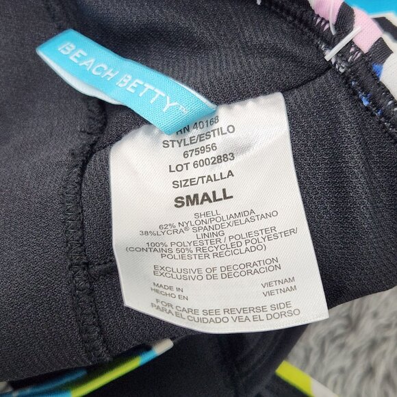 Beach Betty Bikini Top Womens Small Multicolored Floral Smocked Padded Cups - Picture 4 of 12